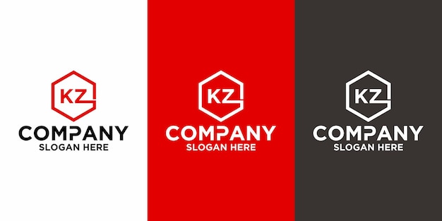 Vetor modelo de design de vetor de logotipo kz inicial