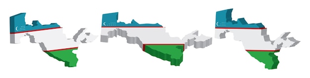 Vetor modelo de design de vetor de mapa 3d realista do uzbequistão