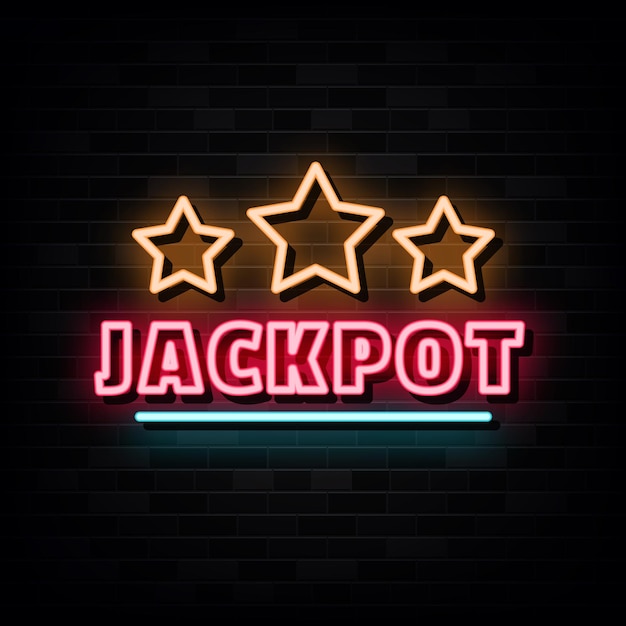 Modelo de design de vetor de sinais de néon jackpot estilo de néon