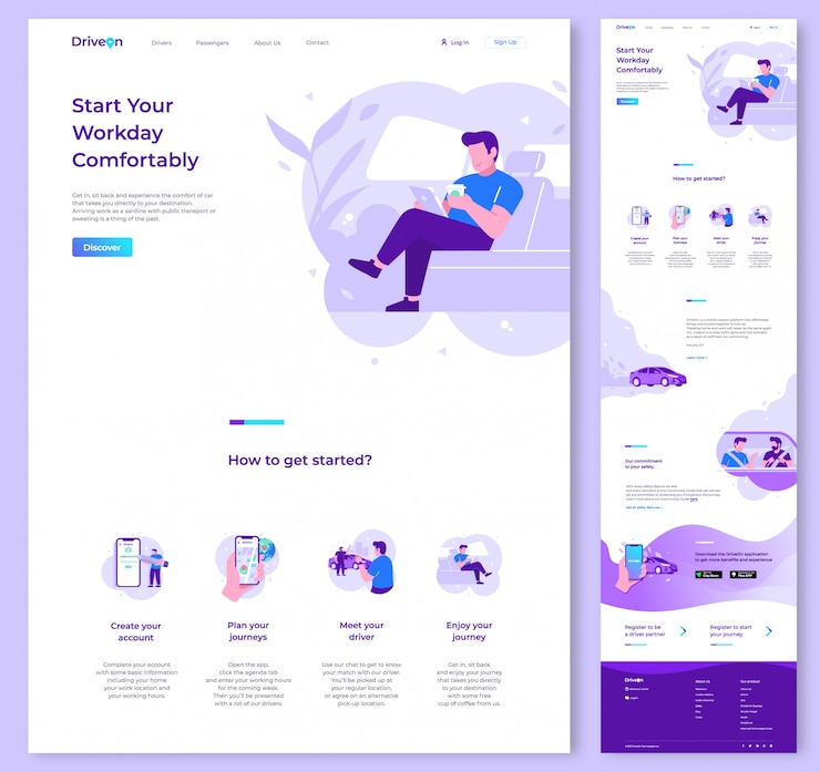 Modelo de Design de vetor de site de uma página