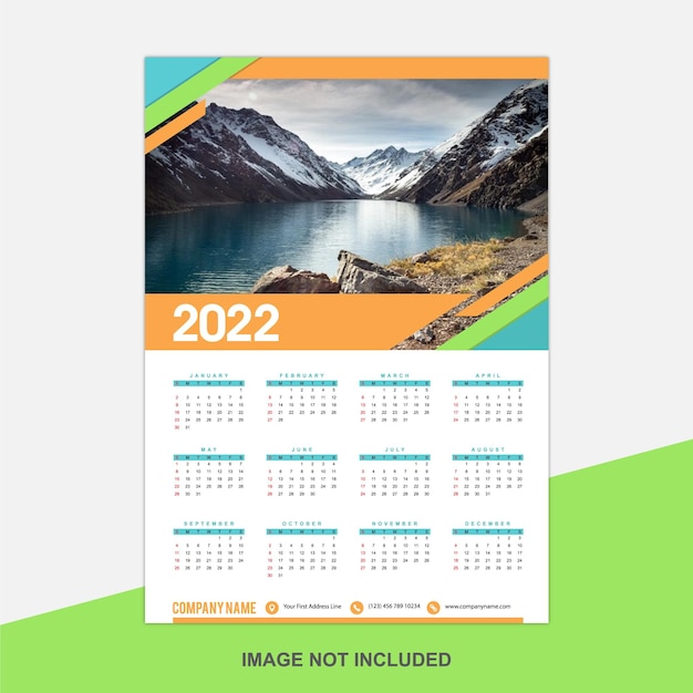 Vetor modelo de design do calendário 2022