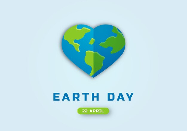 Modelo de Design do Dia da Terra 22 de abril Salve nosso planeta vetor abstrato coração com símbolo do globo terrestre