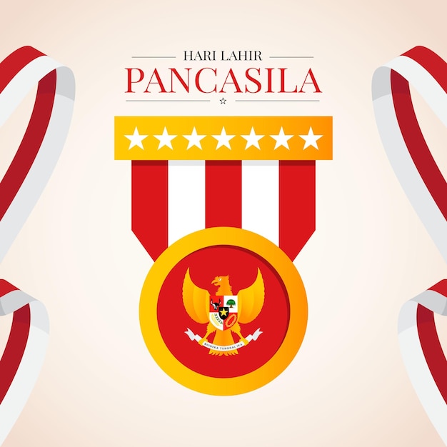 Vetor modelo de design do dia de pancasila de aniversário hapyy