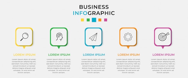 Modelo de design do infográfico de negócios 5 opções ou etapas.