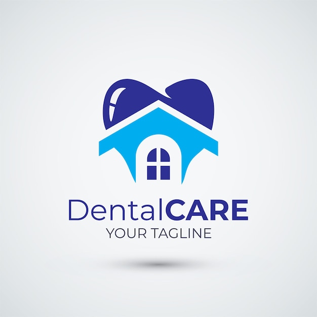 Modelo de design do logotipo da casa de cuidados dentários e da odontologia