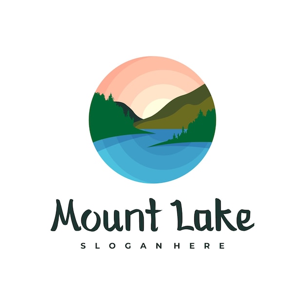 Vetor modelo de design do logotipo do lago mount lake vetor ilustração crachá design