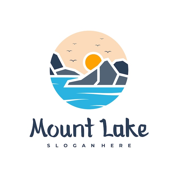 Vetor modelo de design do logotipo do lago mount lake vetor ilustração crachá design