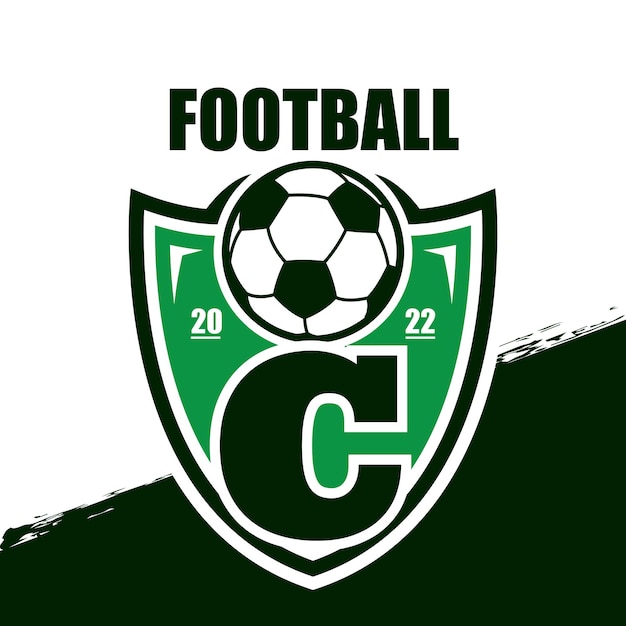 Modelo de design do logotipo do time de futebol letra c time de futebol ou clube logotipo do futebol com escudo