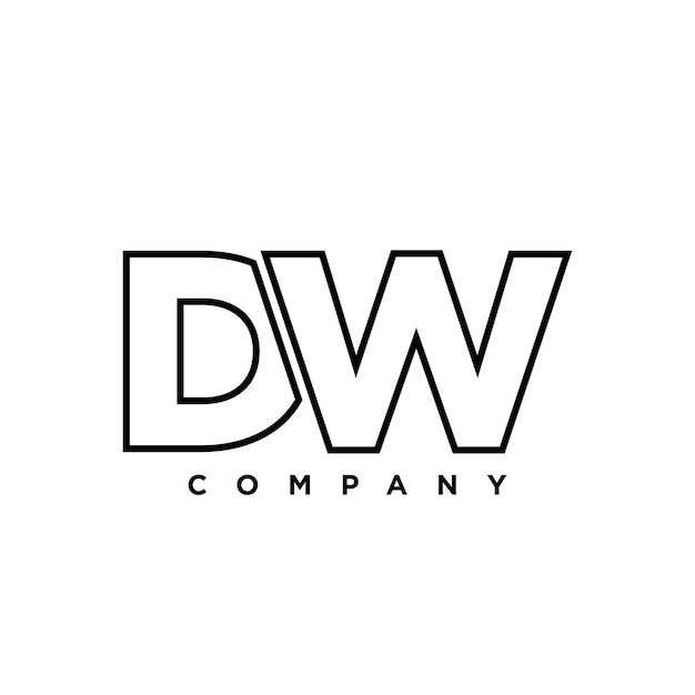 Vetor modelo de design do logotipo dw com as letras d e w logotipo baseado em monograma inicial mínimo