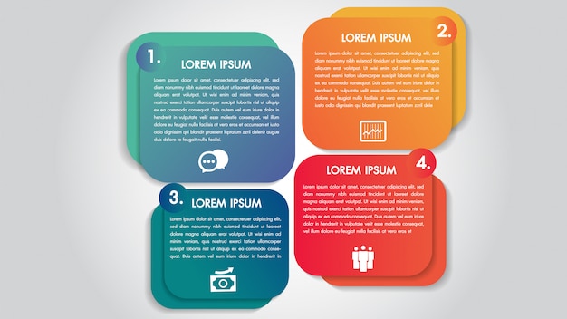 Modelo de design do negócio infográficos 4 etapas opções.