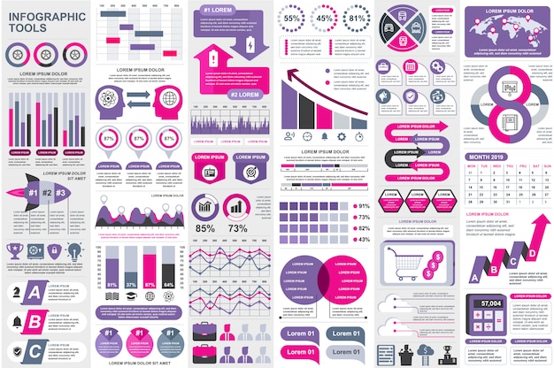 Modelo de design do vetor de elementos de visualização de elementos infográfico