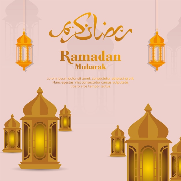 Modelo de design dourado Ramadan Mubarak