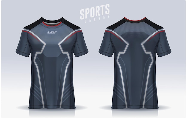 Vetor modelo de design esportivo de t-shirt mockup de camisola de futebol para uniforme de clube de futebal vista dianteira e traseira