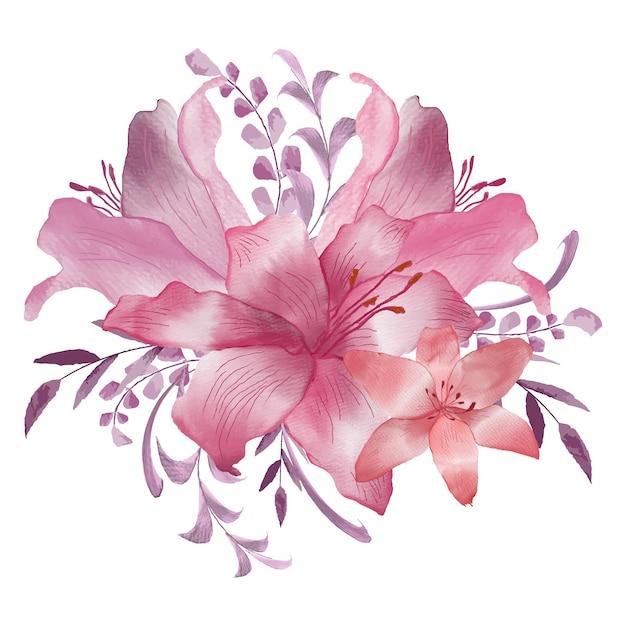 Modelo de design floral de lírio aquarela