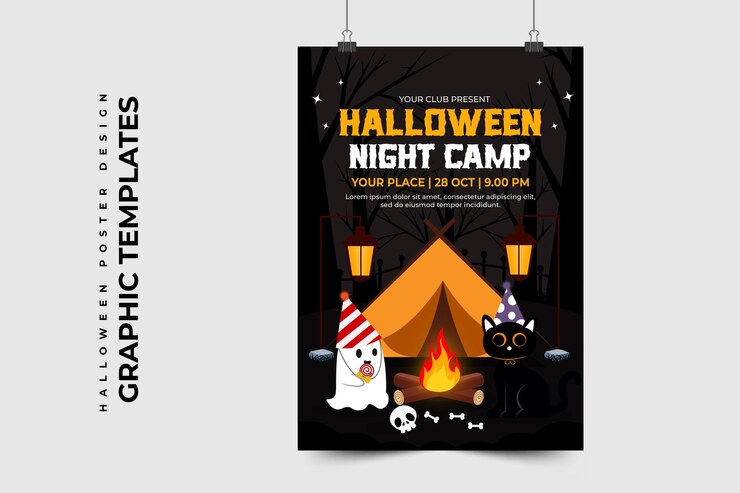 Vetor modelo de design gráfico de halloween simples e elegante, fácil de personalizar