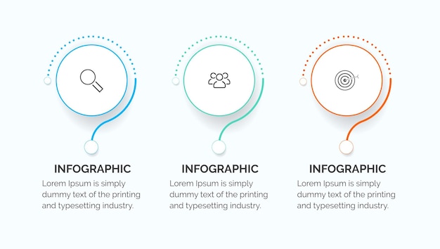 Modelo de design infográfico com 3 opções ou etapas