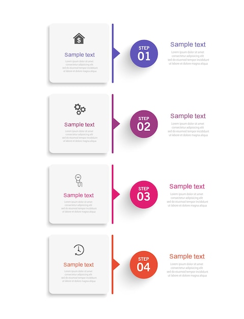 Modelo de design infográfico com 4 opções de etapas ou processos