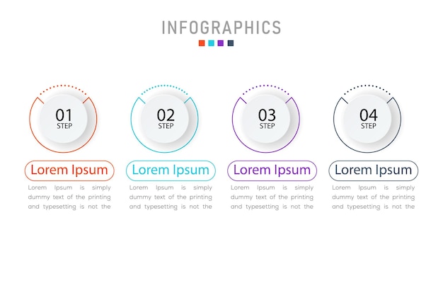 Modelo de design infográfico com 4 opções ou etapas