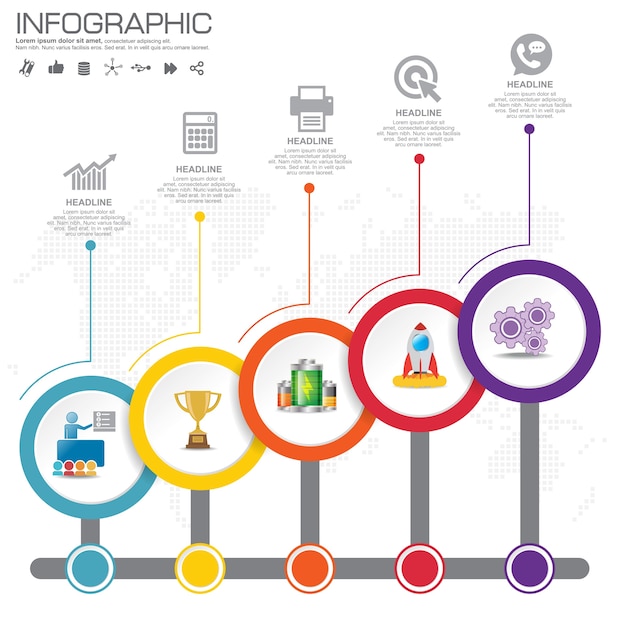 Modelo de design infográfico com etapas