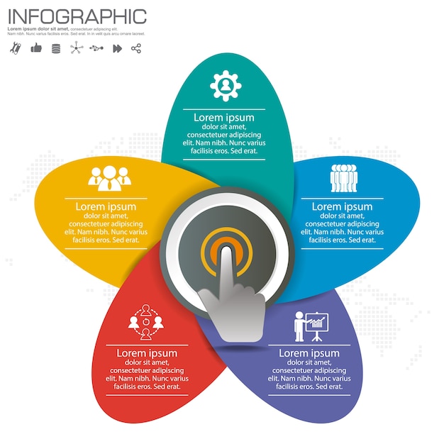 Modelo de design infográfico com etapas
