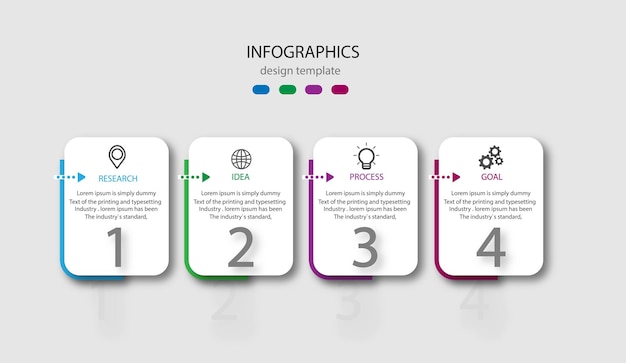 Modelo de design infográfico com ícones e 6