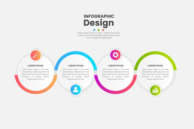 Modelo de design infográfico de negócios com 4 opções, etapas ou processos