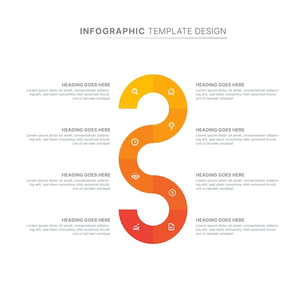 Vetor modelo de design infográfico de onda redonda com oito opções