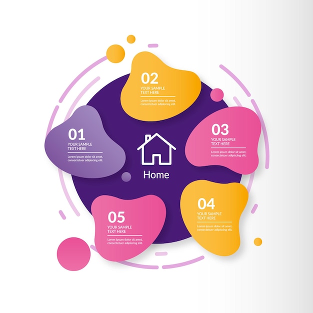 Modelo de design infográfico de resumo de gradiente
