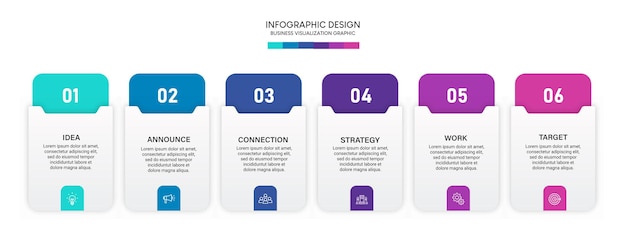 Modelo de design infográfico de visualização de negócios com opções, etapas ou processos. pode ser usado para