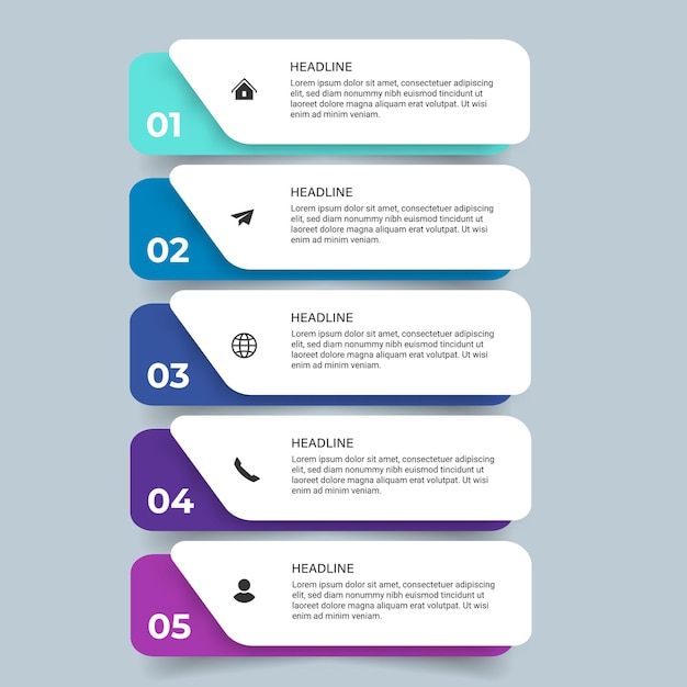 Vetor modelo de design infográfico de visualização de negócios com opções, etapas ou processos. pode ser usado para