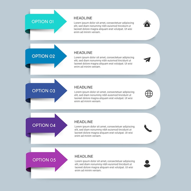Modelo de design infográfico de visualização de negócios com opções, etapas ou processos. pode ser usado para