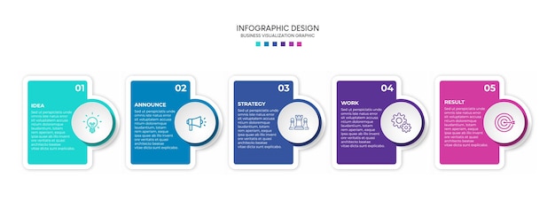 Modelo de design infográfico de visualização de negócios com opções, etapas ou processos. pode ser usado para