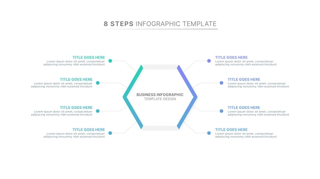 Vetor modelo de design infográfico hexagonal com oito opções