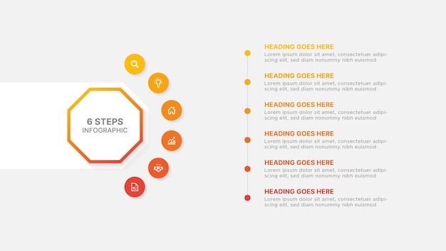 Vetor modelo de design infográfico redondo com seis opções