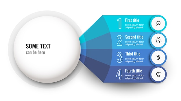 Modelo de design infográfico vetorial com ícones e 4 opções ou etapas
