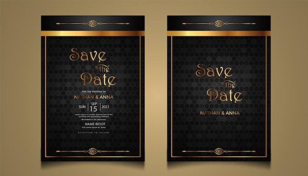 Modelo de design moderno de convite de casamento dourado