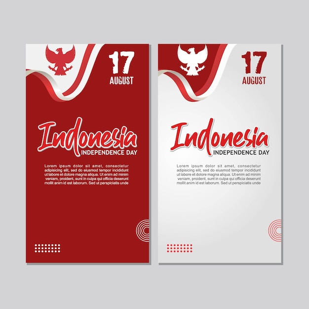 Modelo de design plano 17 de agosto feliz dia da independência da indonésia histórias do instagram