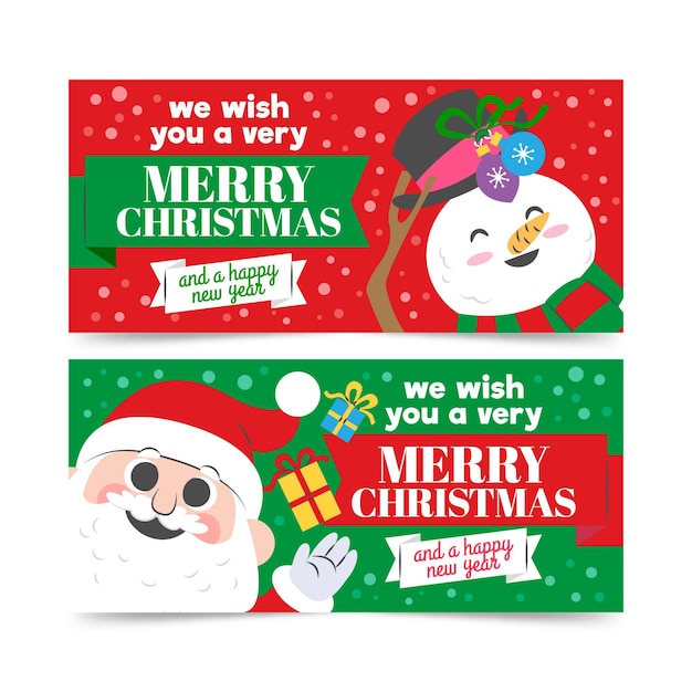 Modelo de design plano de banners de natal