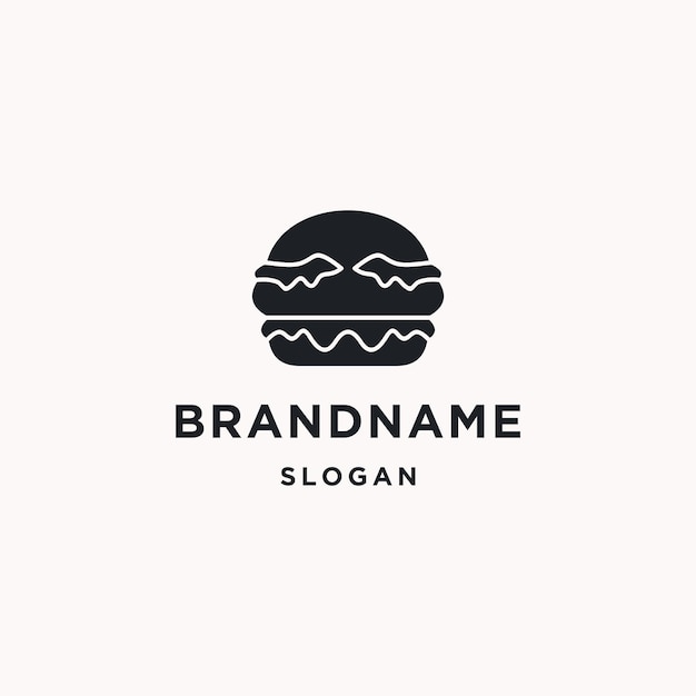 Modelo de design plano de ícone de logotipo de hambúrguer