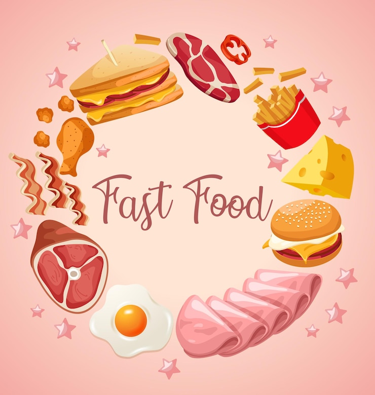 Vetor modelo de design redondo de vetores de fast food