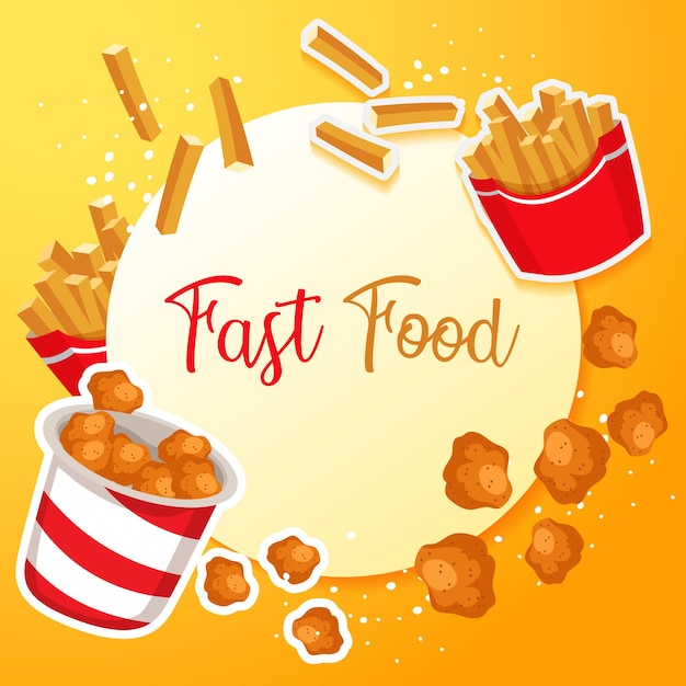 Modelo de design redondo de vetores de fast food
