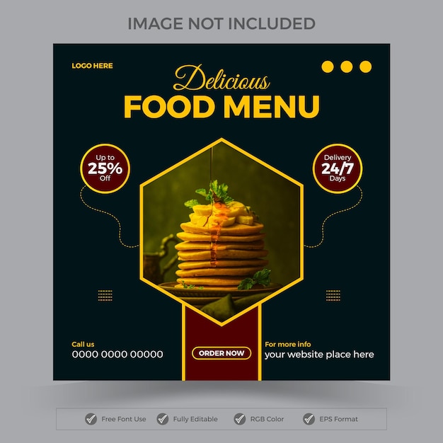 Vetor modelo de design vetorial de banner de menu de comida deliciosa