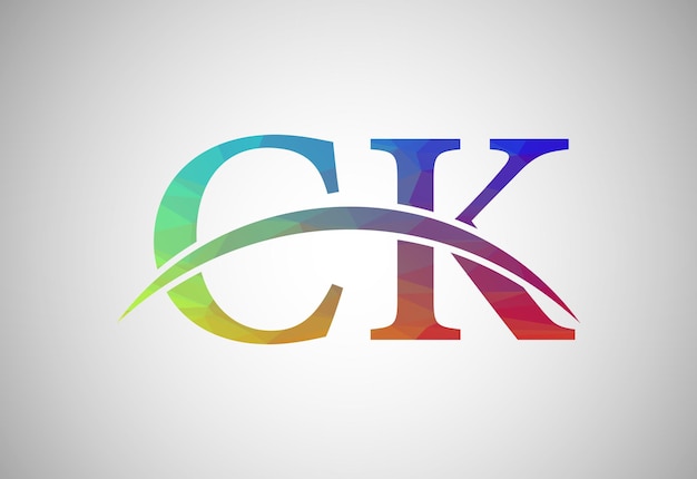 Vetor modelo de design vetorial de design de logotipo de letra ck inicial de baixo poli e alfabeto