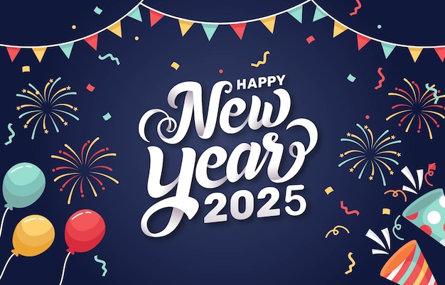 Modelo de design vetorial de fogos de artifício de feliz ano novo