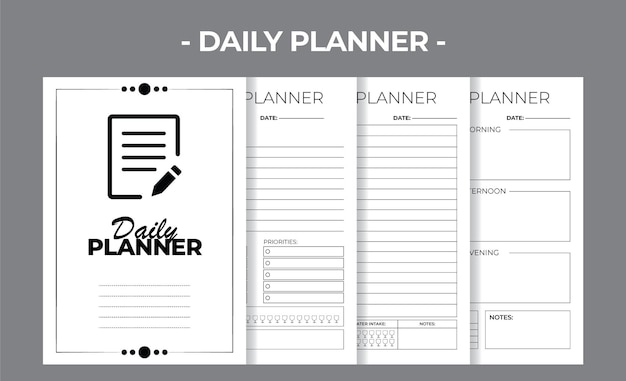 Modelo de design vetorial de livro em branco do kdp daily planner imprimível