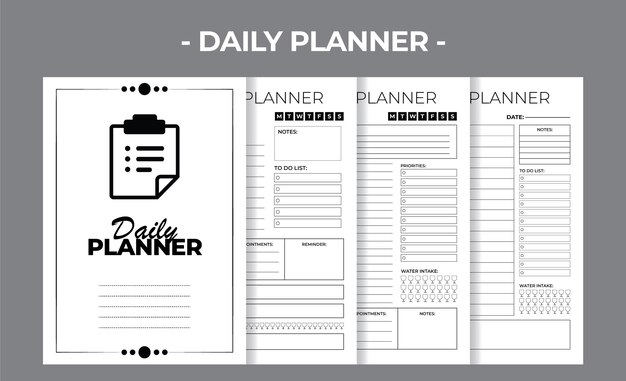 Modelo de design vetorial de livro em branco do kdp daily planner imprimível