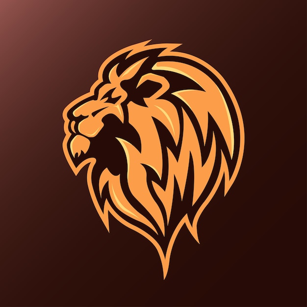 Modelo de design vetorial de logotipo de mascote de cabeça de leão