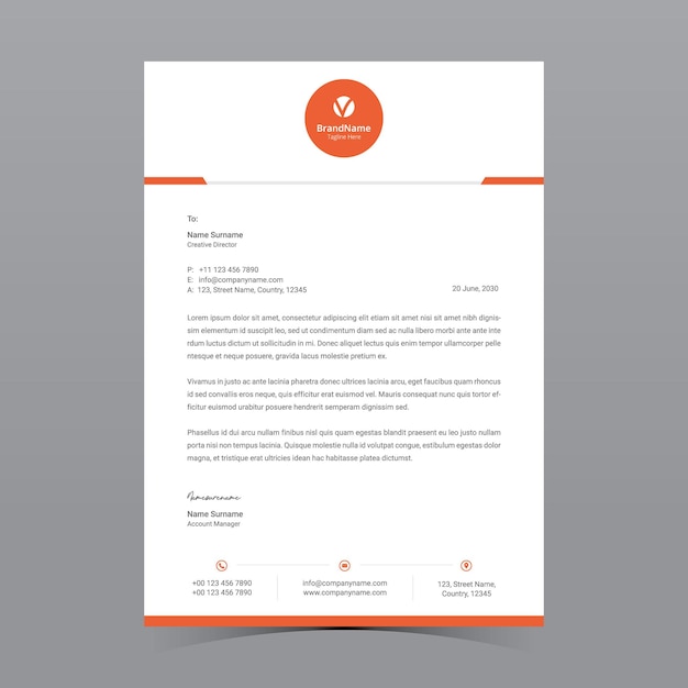 Modelo de design vetorial de papel de carta A4