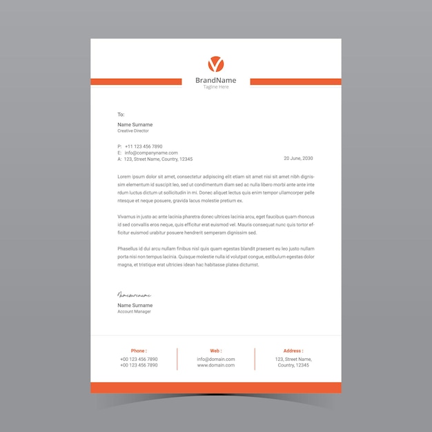 Modelo de design vetorial de papel de carta A4