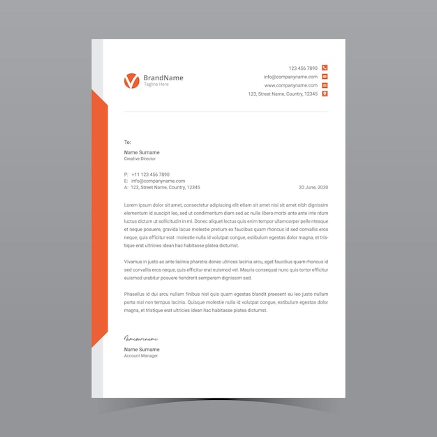 Modelo de design vetorial de papel de carta A4